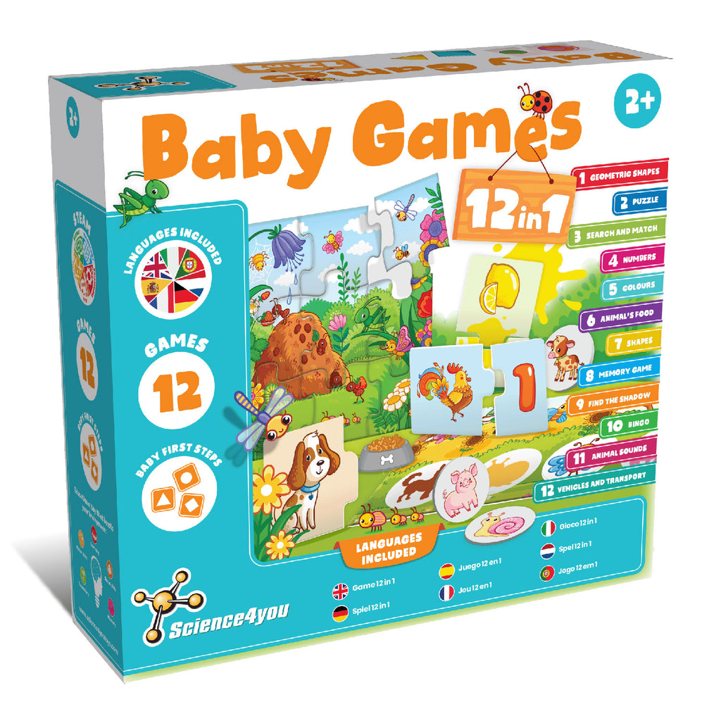 Verpakking van Science4you Baby Games 12-in-1 educatieve spelletjes voor peuters