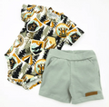 Jongens body en short set met bos print.
