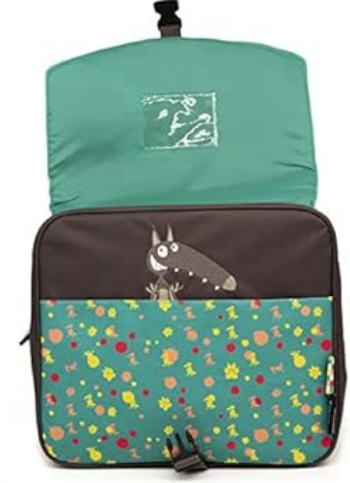 Binnenkant van wolf boekentas voor de basisschool met ruim vak voor A4-schriften, lunchbox en schoolspullen