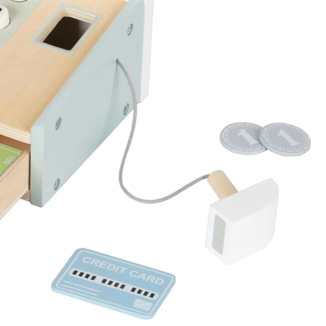 Speelgoed kassa scanner met speelgeld en creditcard accessoire voor kinderwinkeltje