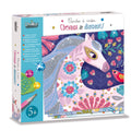 Diamond painting paarden knutselset voor kinderen met paardenkaarten en gekleurde strass steentjes