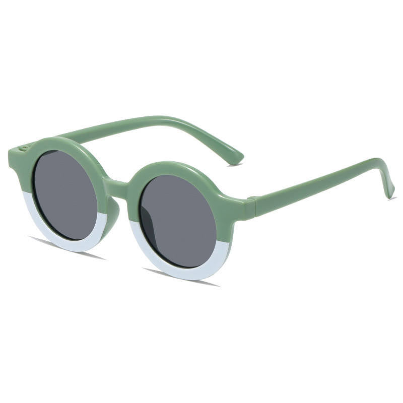 Groene kinderzonnebril met ronde glazen en UV400 bescherming – lichtgewicht en trendy design