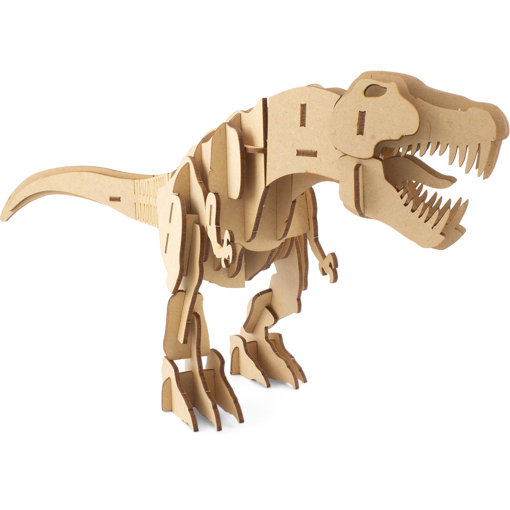 3D houten Tyrannosaurus Rex bouwpakket volledig opgebouwd zijaanzicht