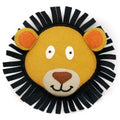 Ronde vilten leeuw wanddecoratie voor kinderkamer met afmeting ca. 43 × 43 cm, decoratief dierenontwerp om op te hangen.