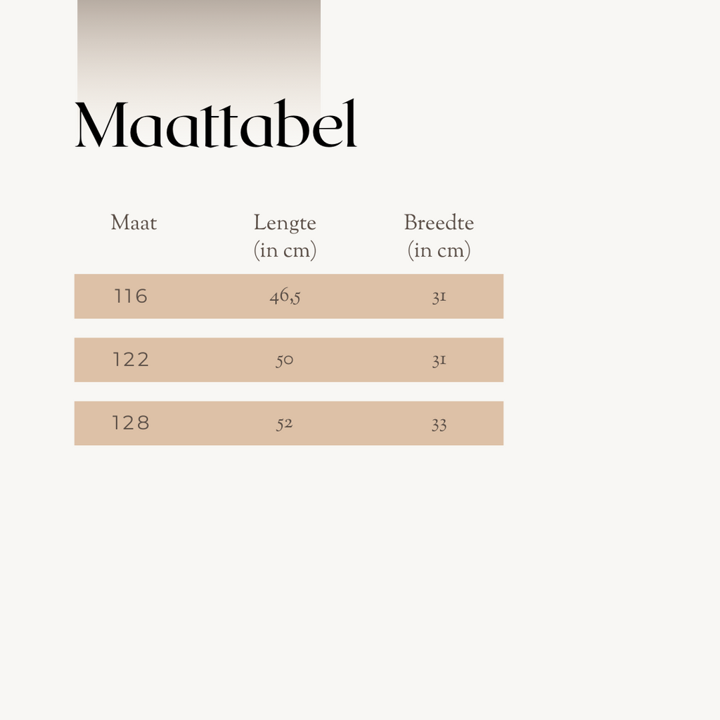 Maattabel 116-128