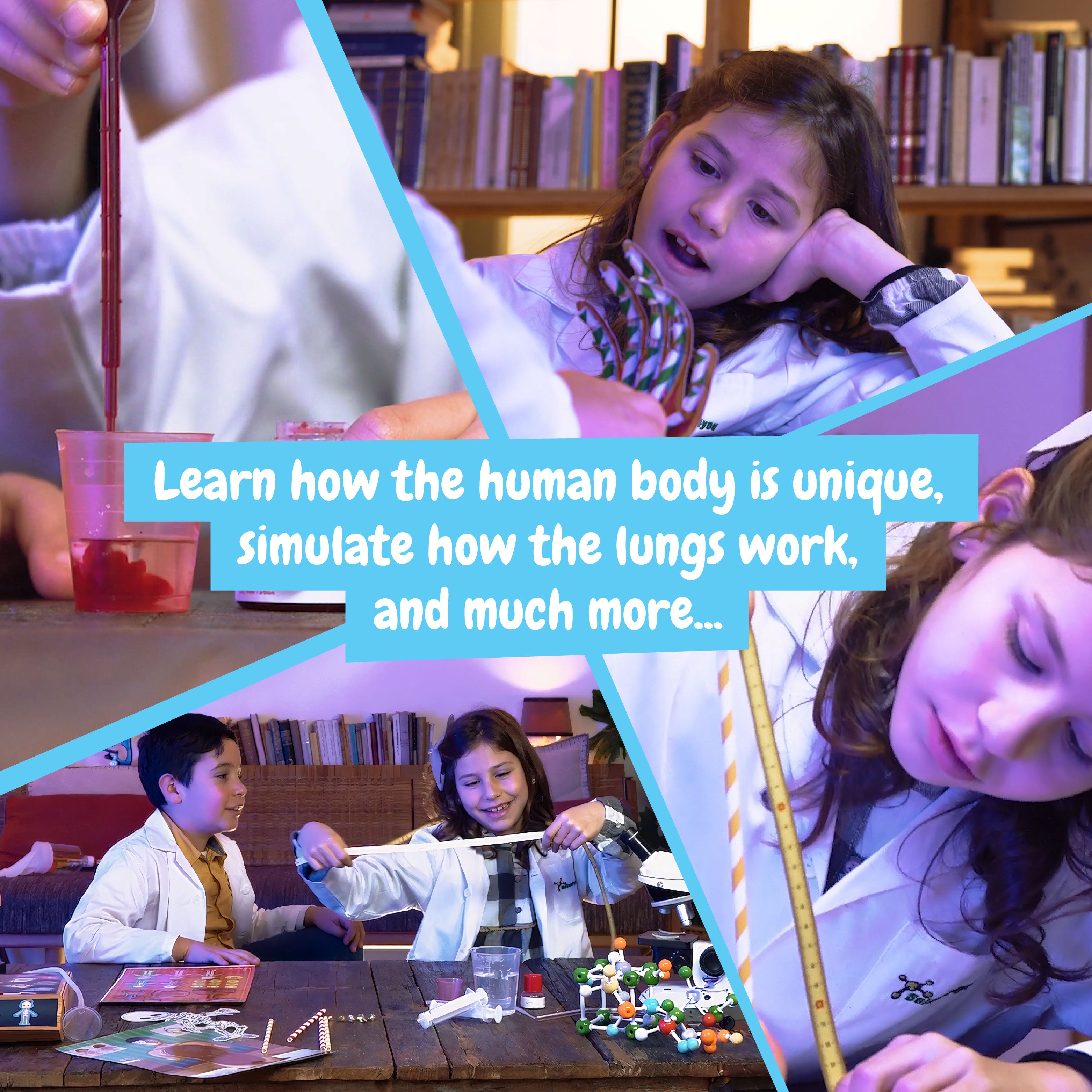Kinderen voeren experiment uit rond werking van het menselijk lichaam met Science4you set