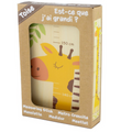 Verpakking van houten kinder groeimeter met giraf illustratie